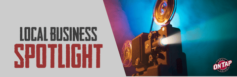 Text: Local Business Spotlight Image: film camera